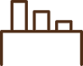Simple brown bar chart icon with three vertical bars of different heights arranged from tallest to shortest, set on a horizontal base.