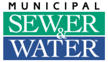 Logo with the words "Municipal Sewer & Water" in black, green, and blue text.